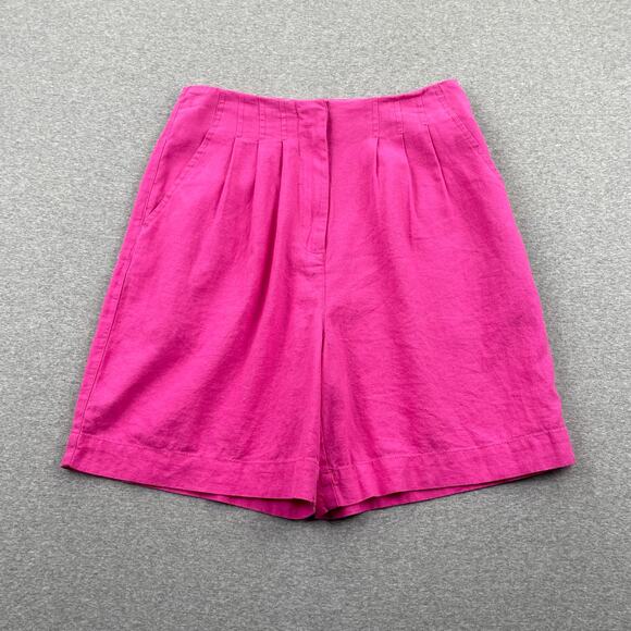 Topshop Shorts Womens 4 Pink High Waist Pleated Linen Blend Preppy Summer NWOT - Picture 1 of 12
